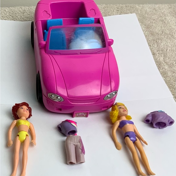 2006 Polly Pocket Car Two Dolls Blonde Brunette - Picture 2 of 6